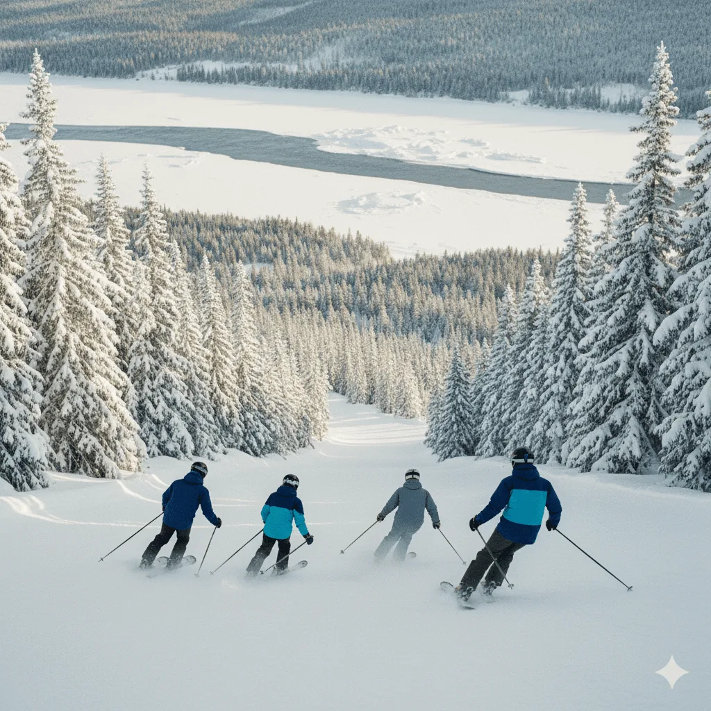 Skis alpins et planches à neige disponibles à la location